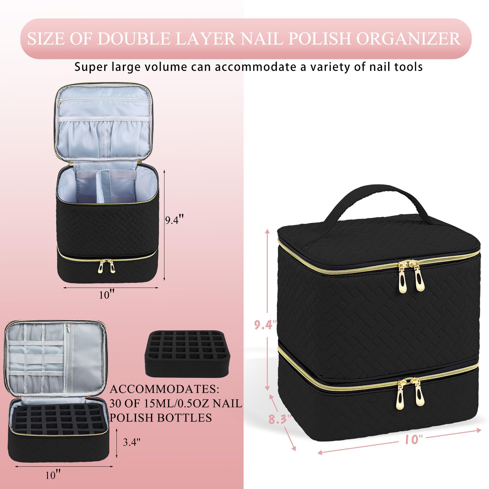 RZMAYIS compartiment supérieur pour lampe à ongles et outils, accès rapide.