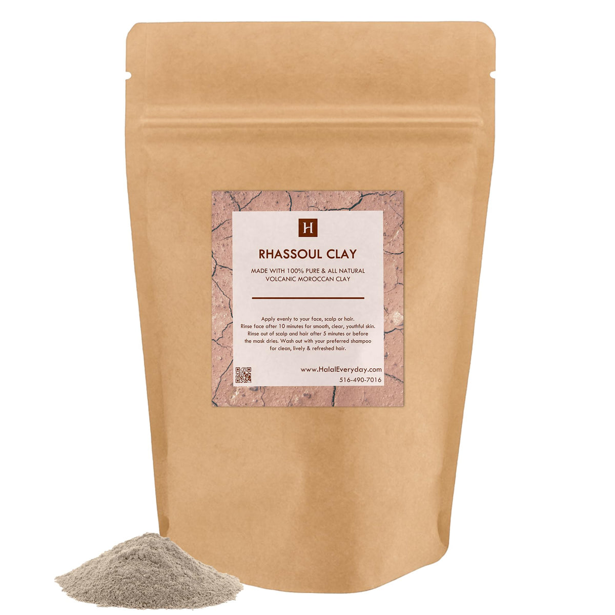 SAAQIN Rhassoul Argile 1L, emballage pratique pour soins quotidiens du visage et du corps.