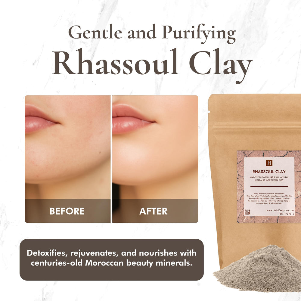 SAAQIN Rhassoul Argile, texture fine, idéale pour masques visage maison.