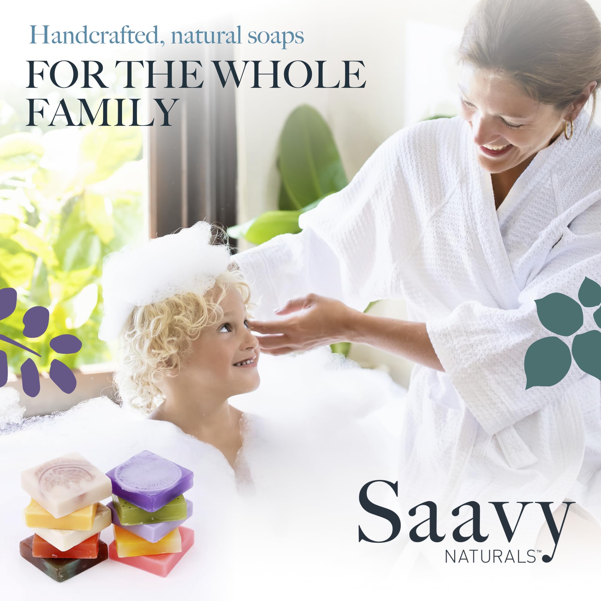 Fabriqué aux États-Unis, mini savon Saavy Naturals hydratant et purifiant.