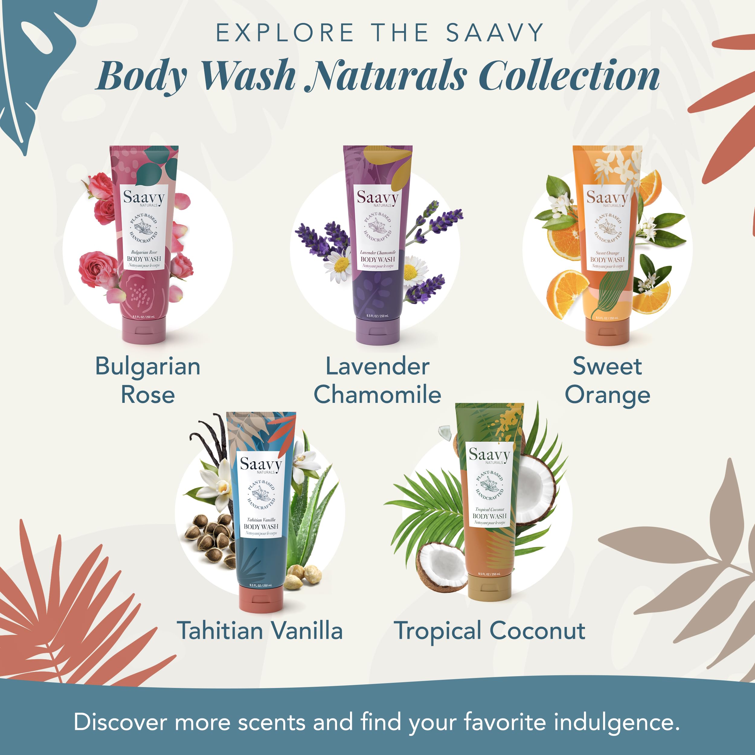 Saavy Naturals Gel Douche emballage pratique en format 250 ml.