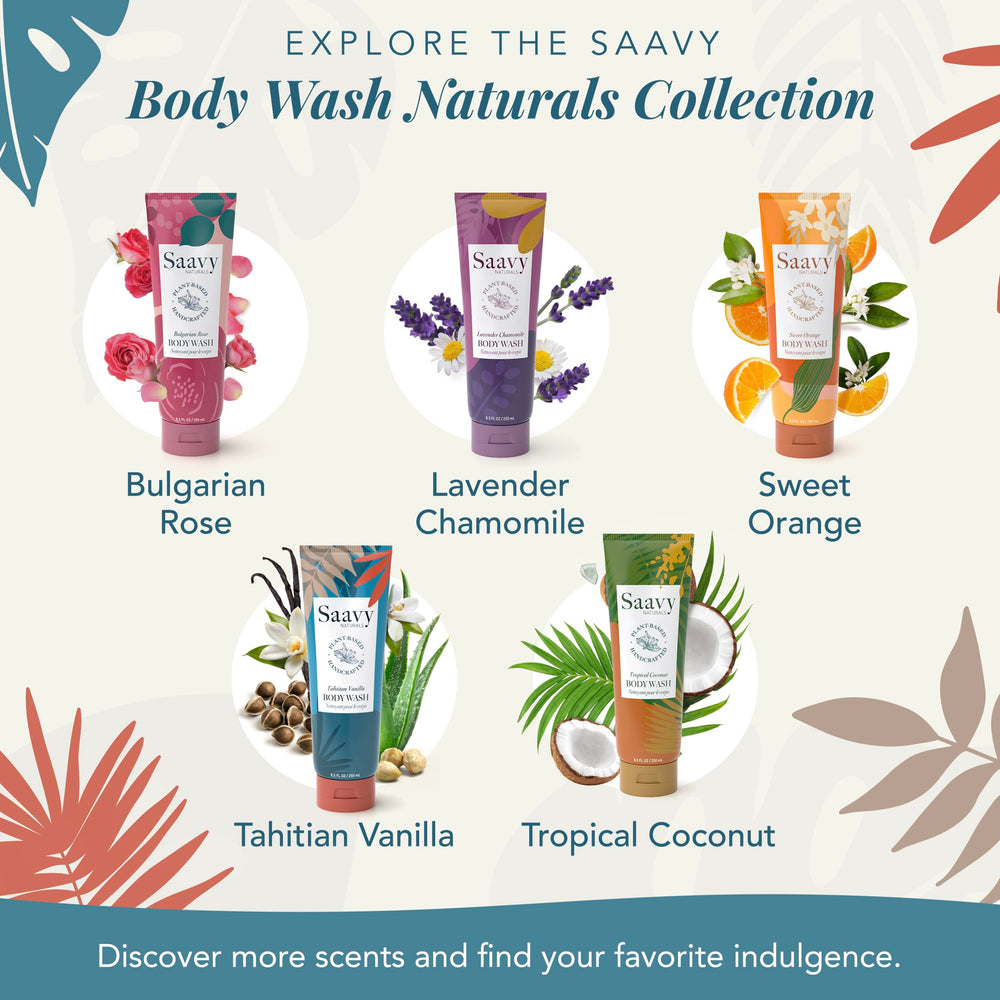 Saavy Naturals Gel Douche emballage pratique en format 250 ml.