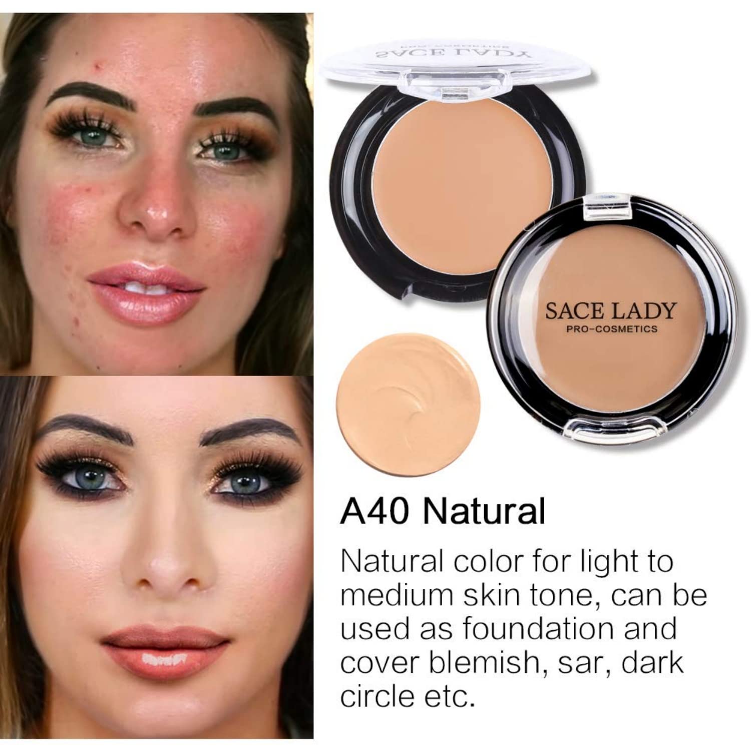SACE LADY fond de teint liquide fini mat pour une peau sans brillance.