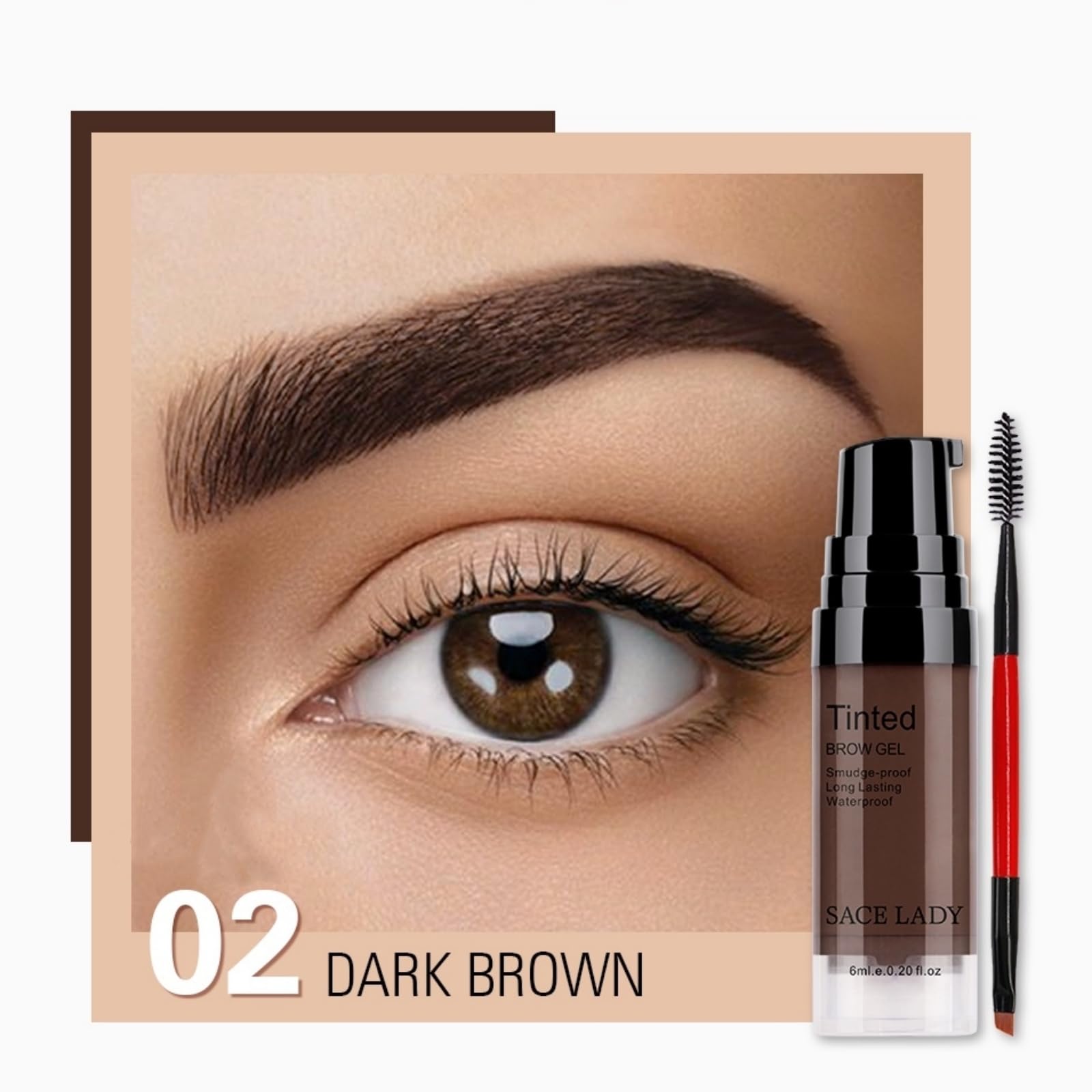 Teinte Brun Foncé met en valeur les sourcils et le regard.