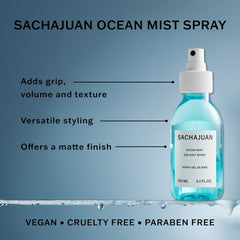SACHAJUAN Brume Océan, application facile sur cheveux mouillés pour texture et volume.