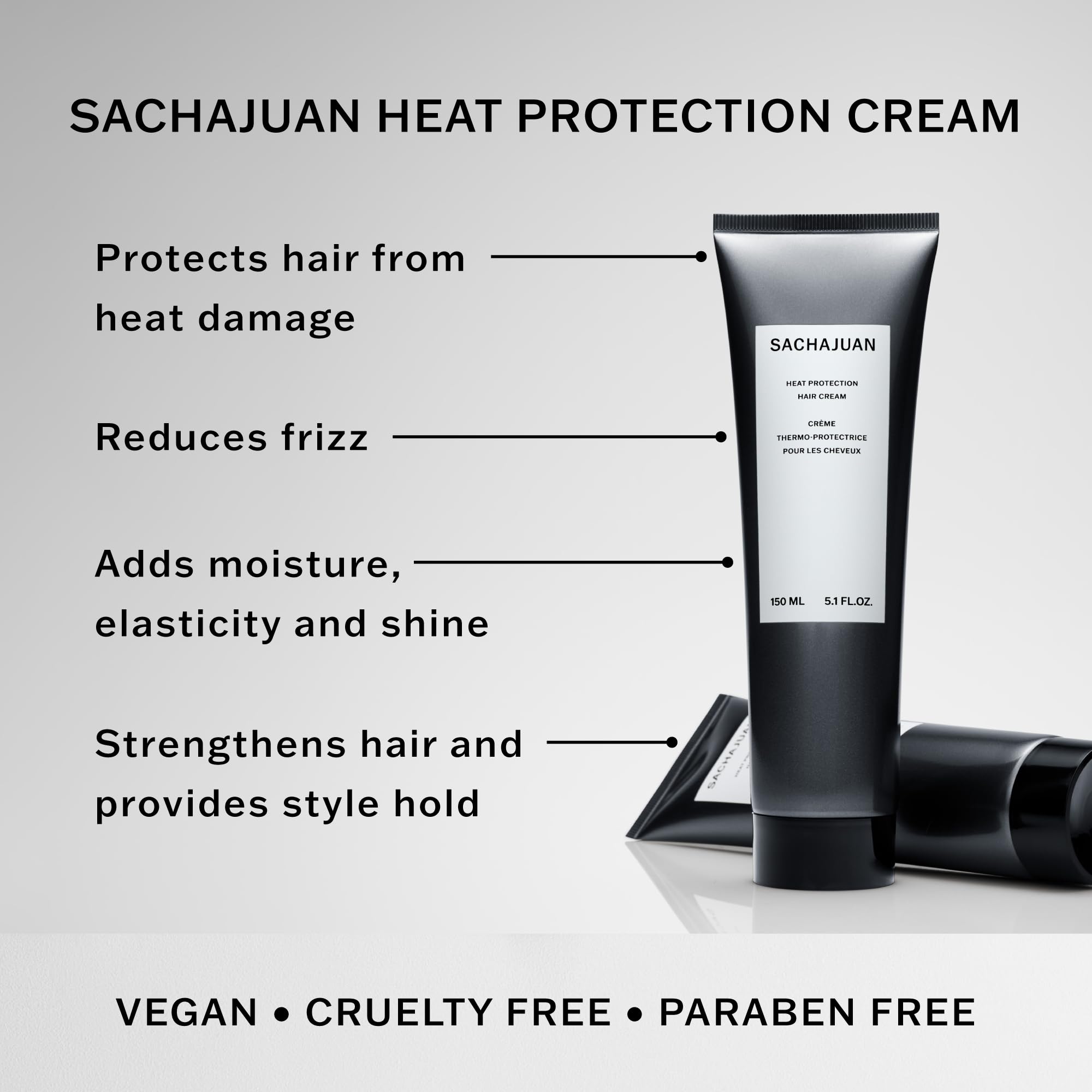 SACHAJUAN crème-protection-thermique appliquée sur cheveux humides réduit les frisottis.