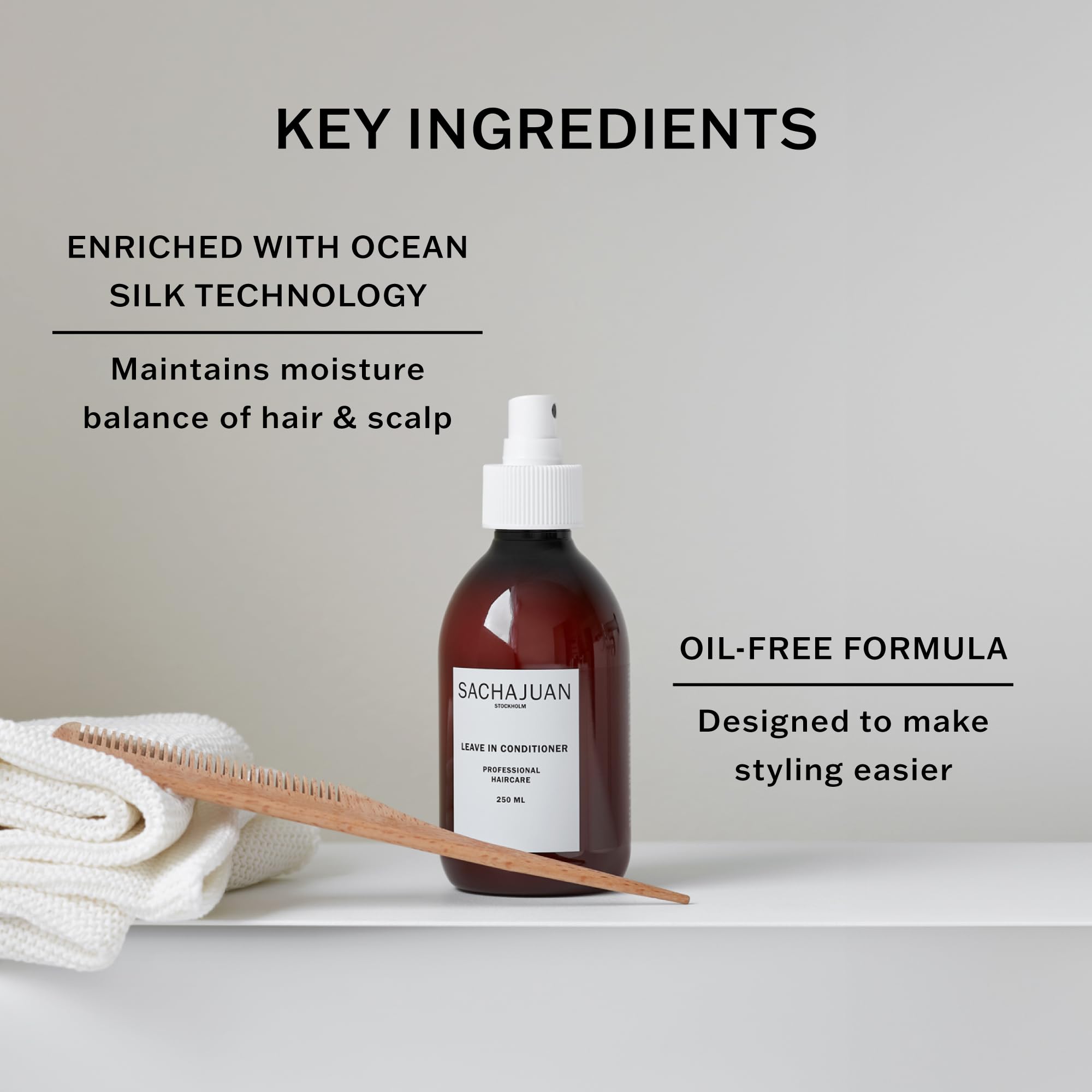 SACHAJUAN Leave In Conditioner — cheveux brillants et faciles à dompter après l’application.