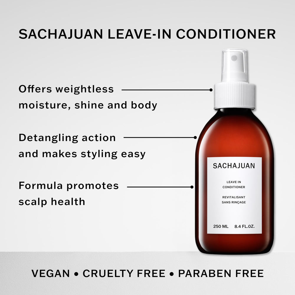 SACHAJUAN Leave In Conditioner — texture légère sur la paume pour ne pas alourdir.