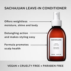 SACHAJUAN Leave In Conditioner — texture légère sur la paume pour ne pas alourdir.