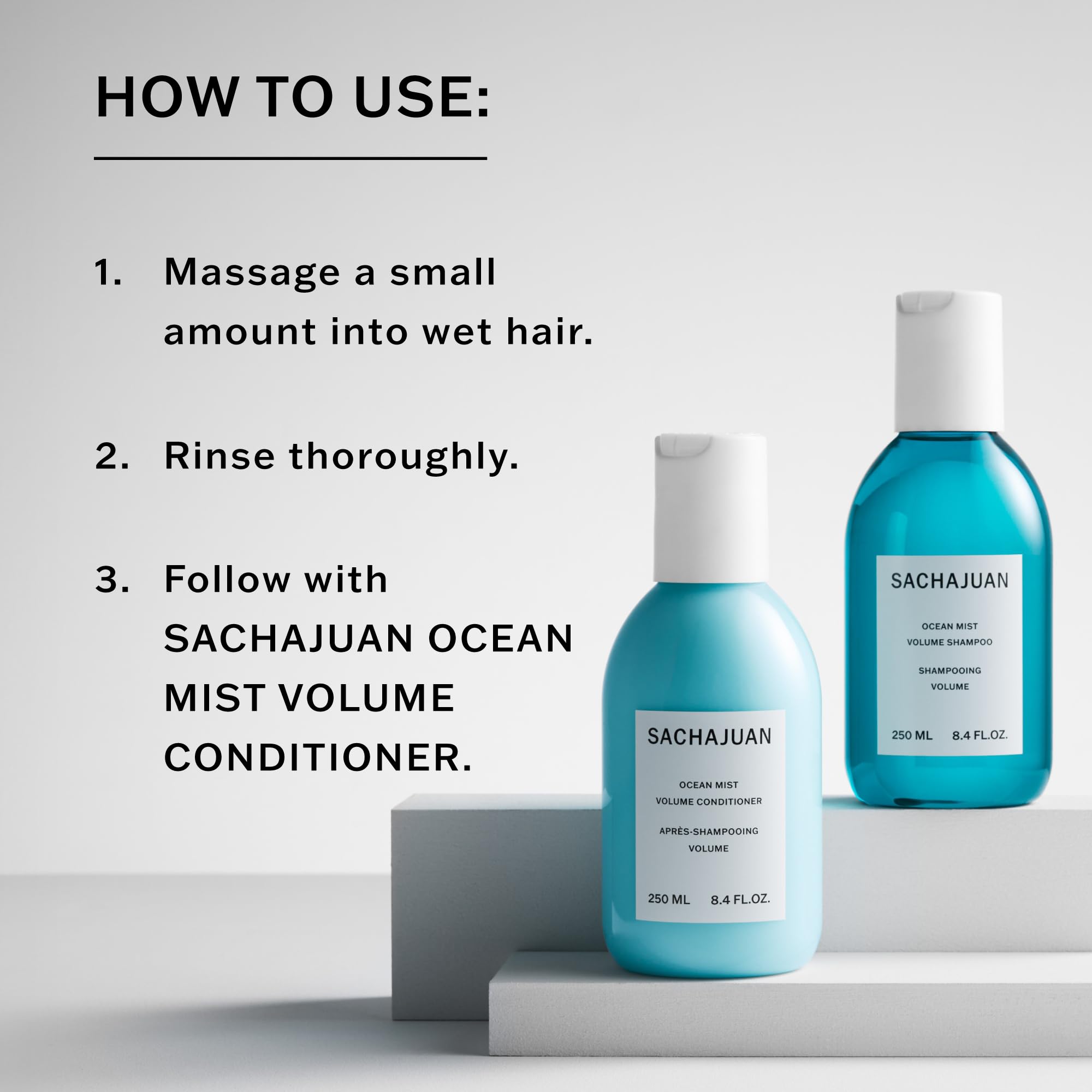 SACHAJUAN Ocean Mist Volume Shampoing active le massage capillaire.
