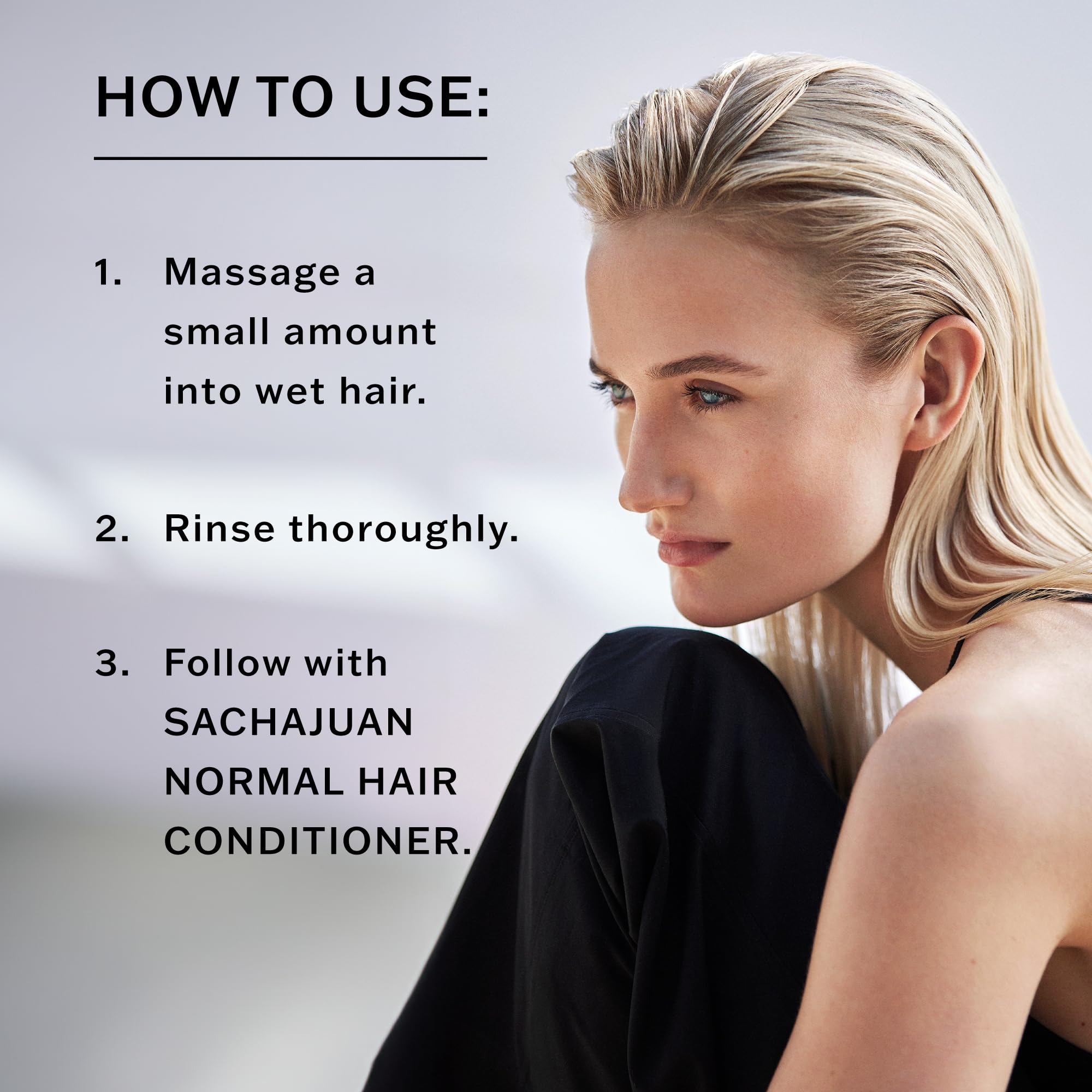 Lavage avec mousse légère SACHAJUAN, laissant cheveux propres et souples.