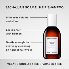 Application manuelle du shampoing SACHAJUAN sur cheveux mouillés pour démarrage doux.