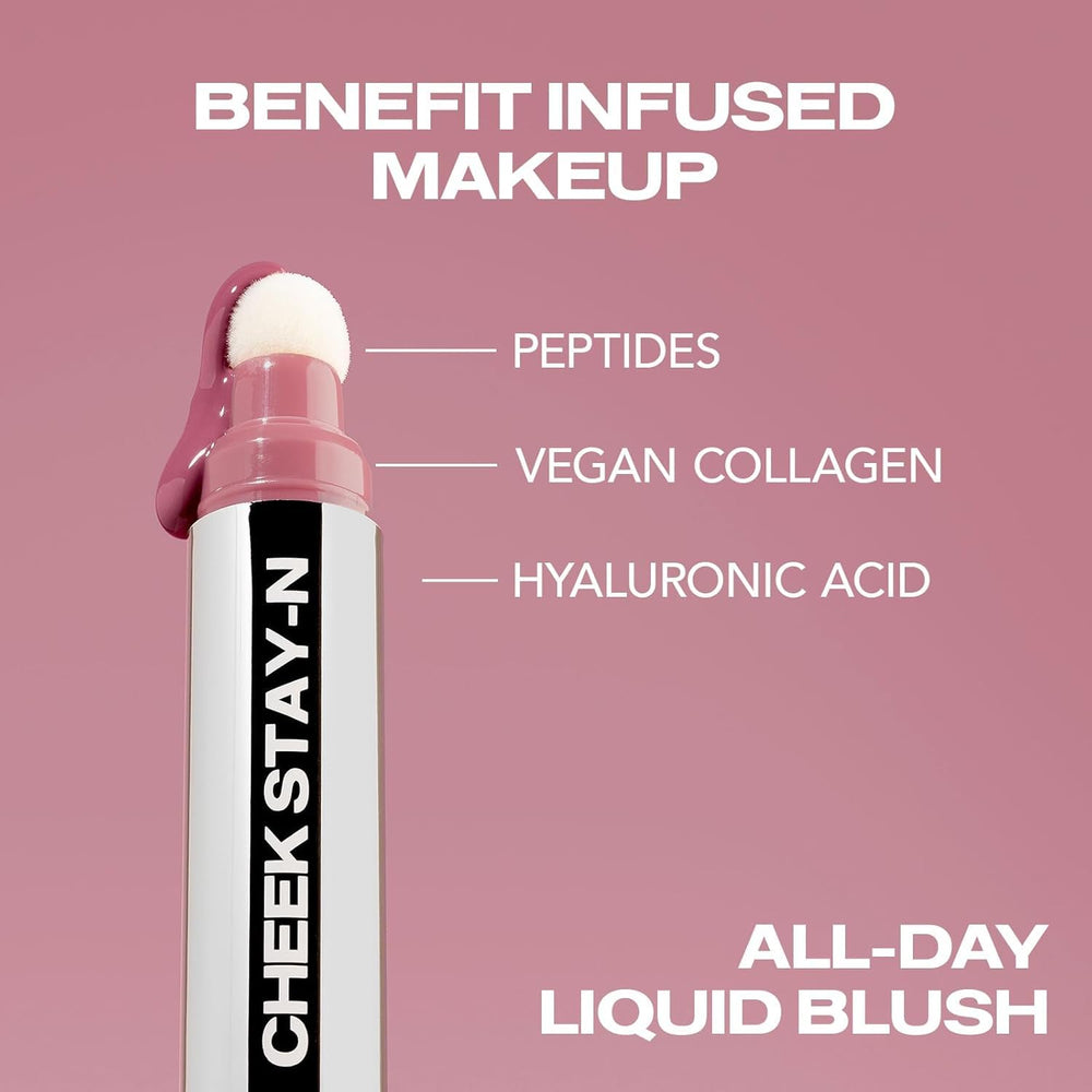 Applicateur-éponge du Sacheu Cheek Stay-N Liquid Blush facilite l’application en déplacement.