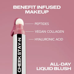 Applicateur-éponge du Sacheu Cheek Stay-N Liquid Blush facilite l’application en déplacement.