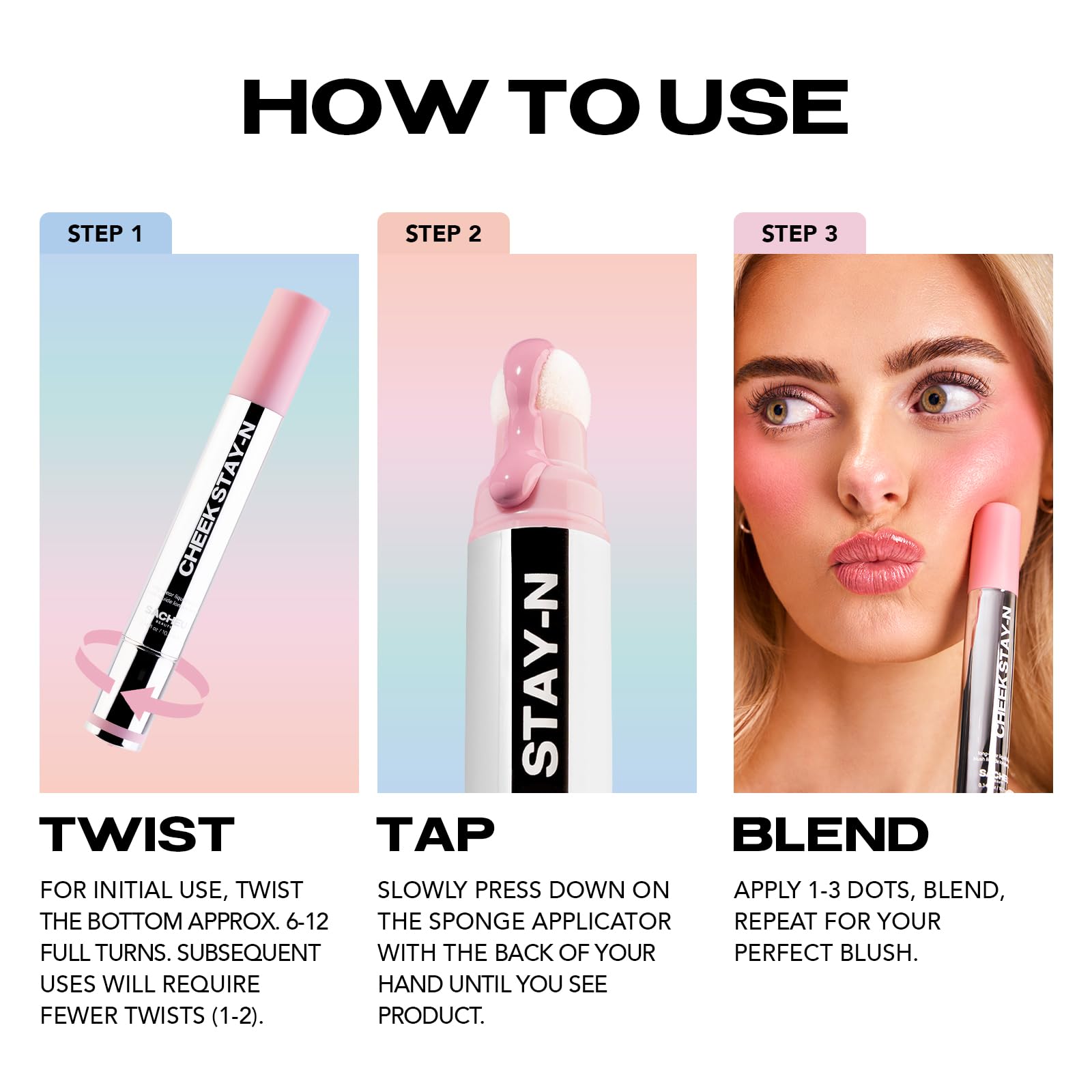 Longue tenue du Sacheu Cheek Stay-N Liquid Blush sans retouches nécessaires.