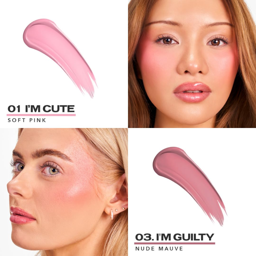 Texture crème-lisse du Sacheu Cheek Stay-N Liquid Blush pour une sensation légère et tenue longue durée.