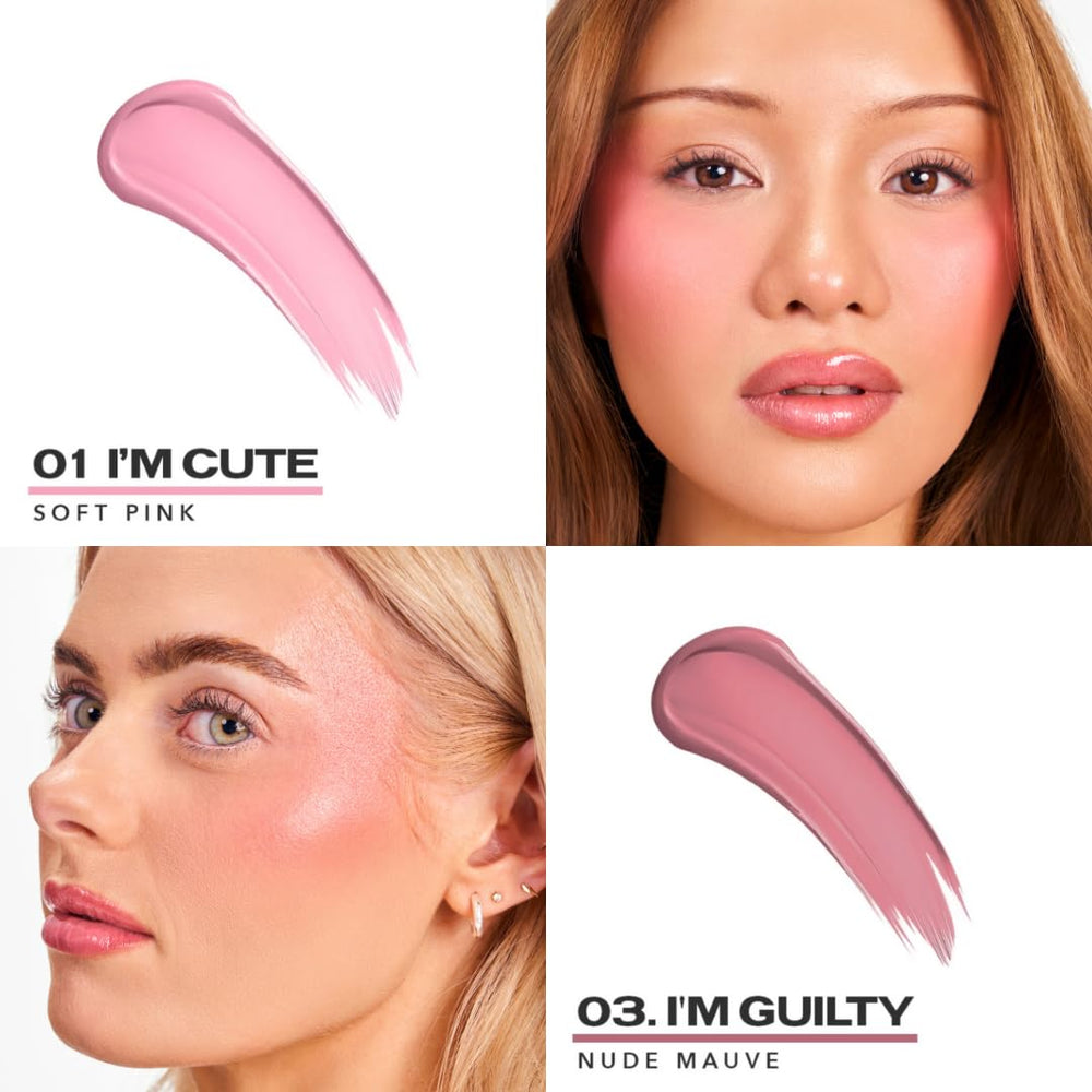 Texture crème-lisse du Sacheu Cheek Stay-N Liquid Blush pour une sensation légère et tenue longue durée.
