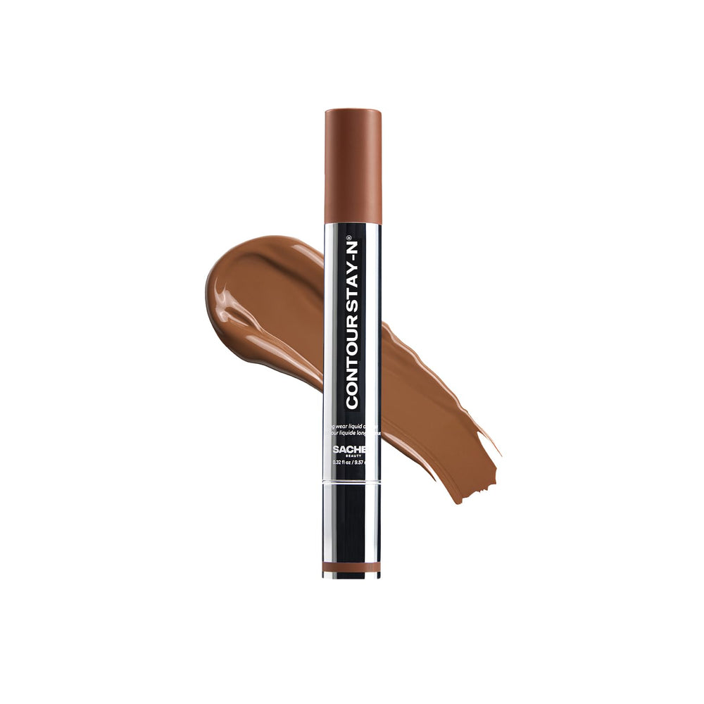 Sacheu Contour Stay-N : bouteille et texture satinée pour un contour durable et facile.