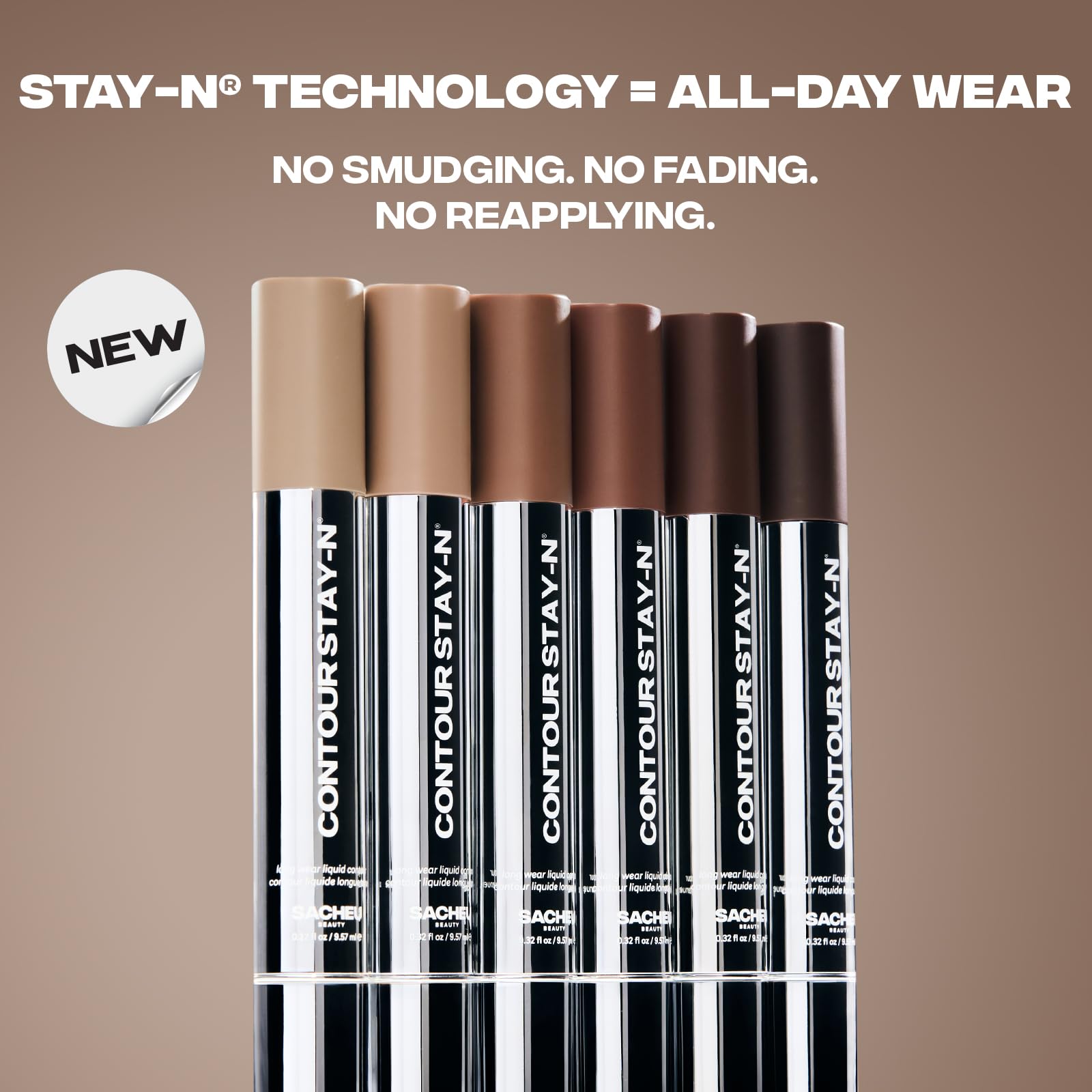 Sacheu Contour STAY-N: compatible liquides et poudres sans perturber le maquillage.