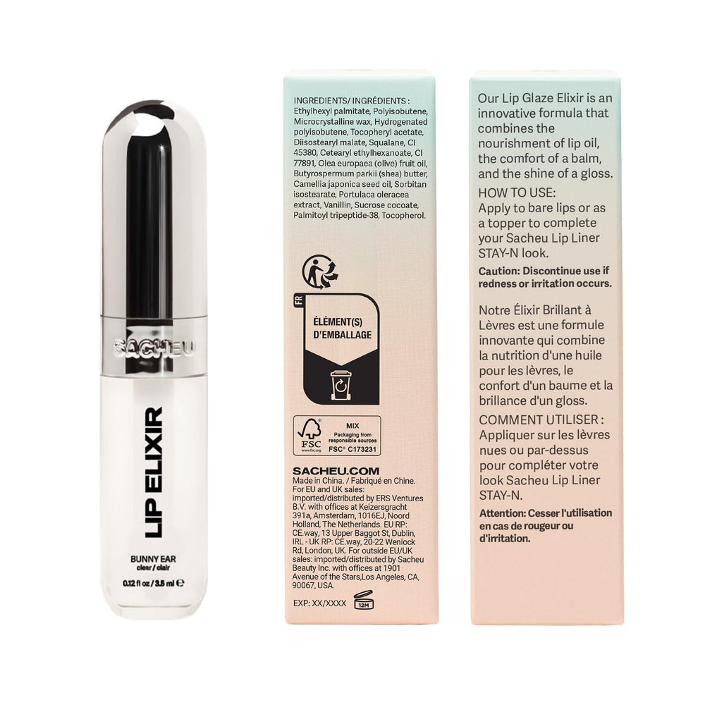 Emballage Oreille de Lapin de Sacheu Lip Elixir, pratique et élégant.