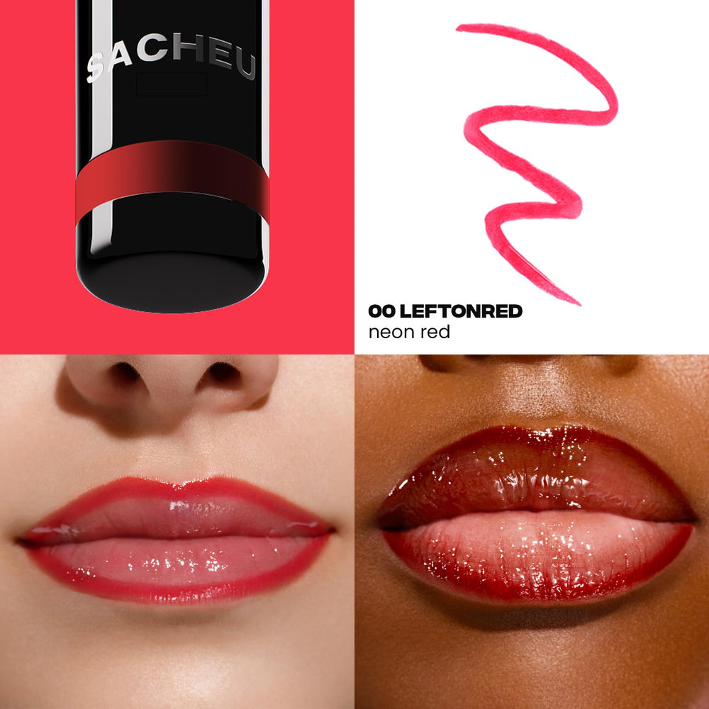 Sacheu Lip Liner Stay-N Stain – démonstration avant/après pour une couleur durable.