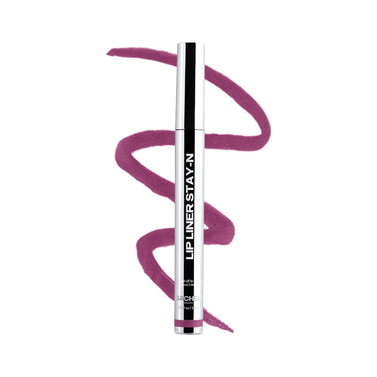 Sacheu Lip Liner Stay-N teinte peel-off rouge plum, tenue longue durée.