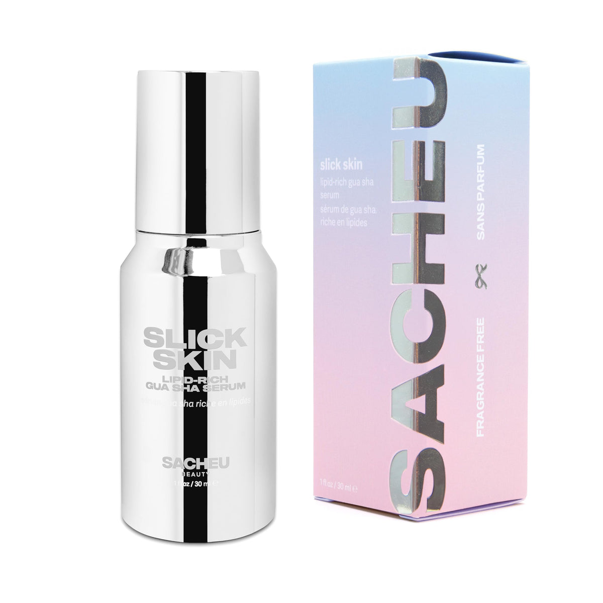 Sacheu Slick Skin: huile squalane pour gua sha, nourrissante et prête au massage facial.