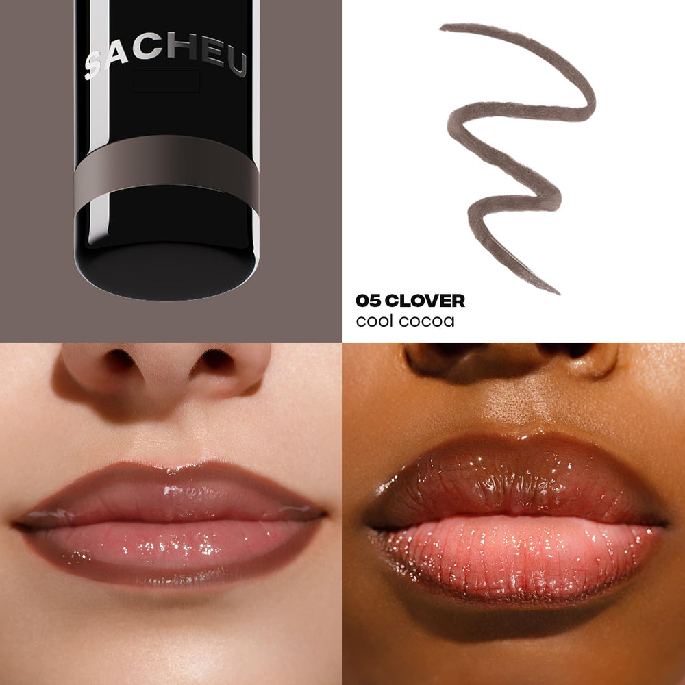 Aperçu avant/après de Sacheu Stay-N Lip Stain sur les lèvres.
