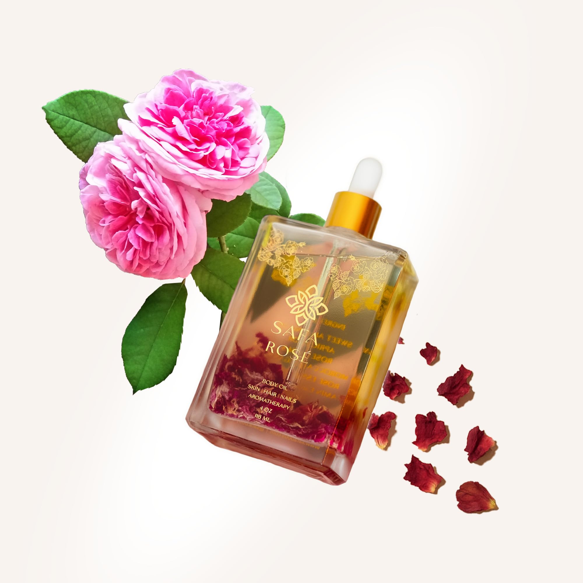 SAFA Rosé Oil — Petales Rose: infusion naturelle pour une expérience sensorielle.