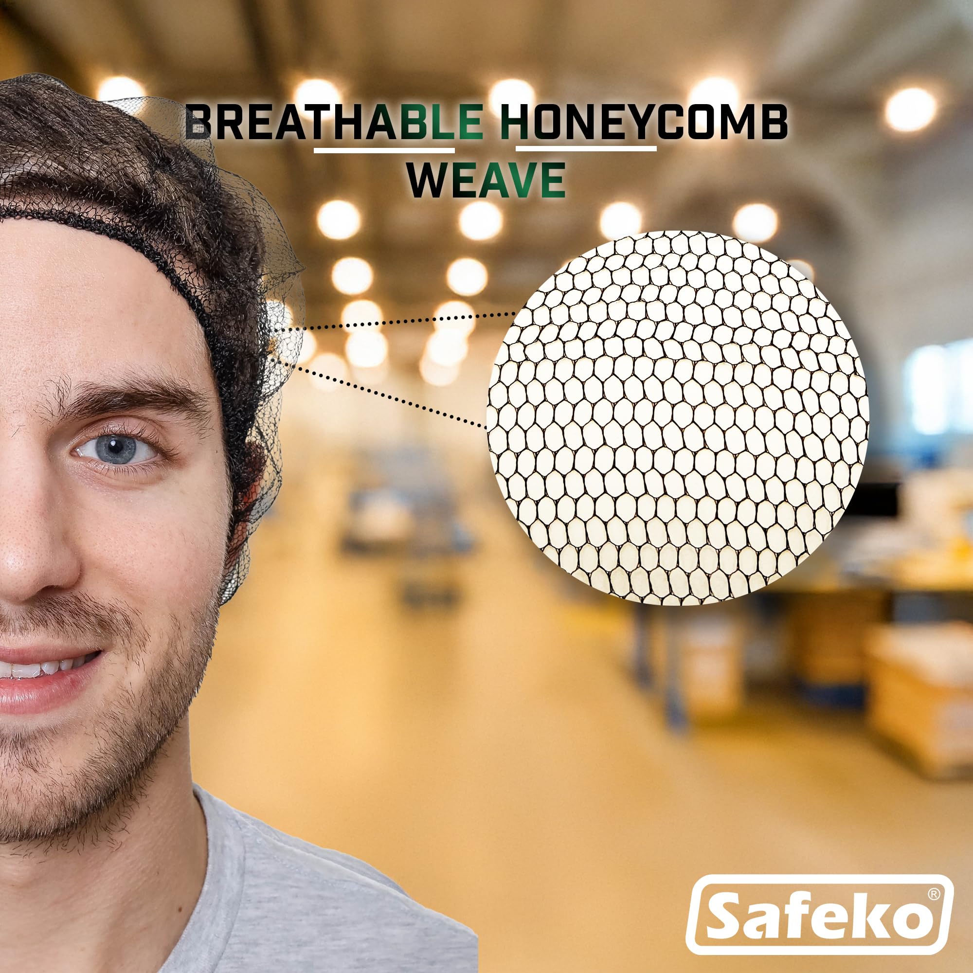 SAFEKO filet-cheveux nid-dabeille marron 18 pouces, conçu pour les environnements propres.