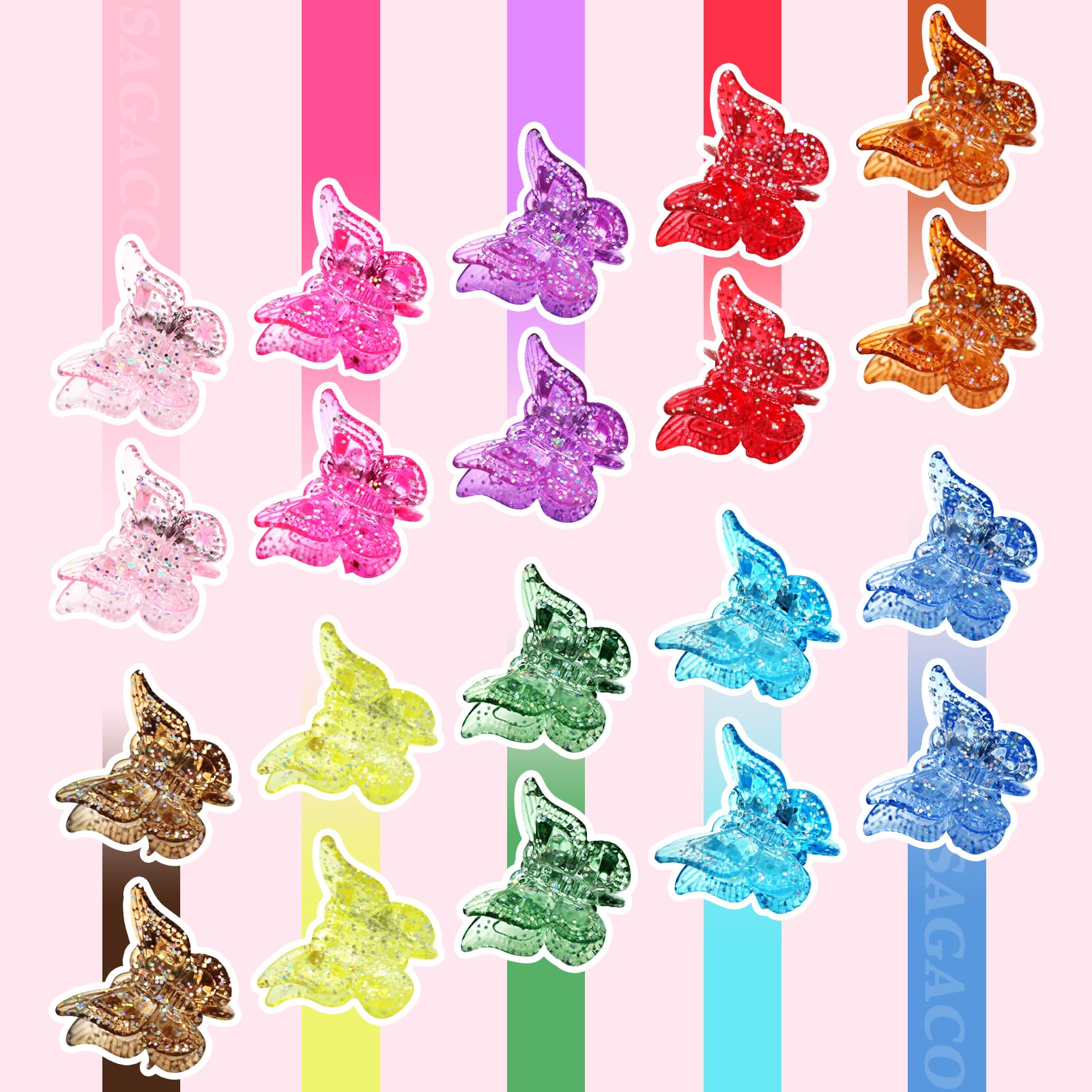 Sagaco pinces papillon ensemble 50 coloris, couleurs variées pour tous les looks