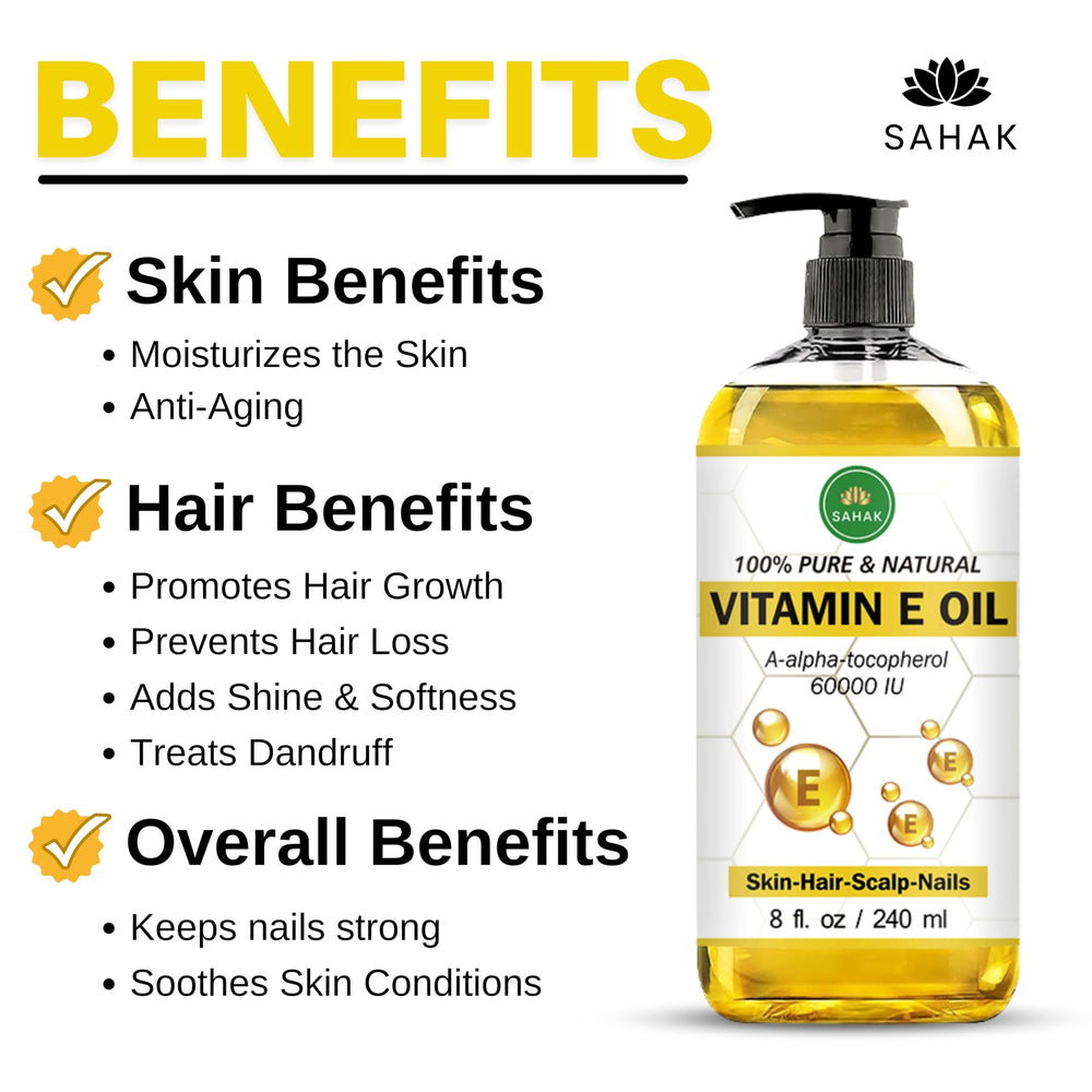 SAHAK Huile Vitamine E – application-corps-cheveux aide à l hydratation et à la brillance