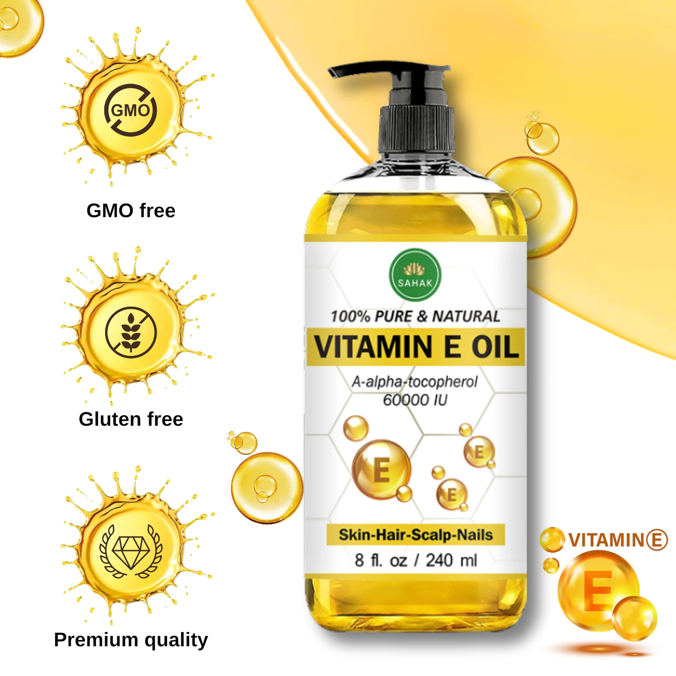 SAHAK Huile Vitamine E – application-visage pour nourrir en douceur et sans parfum