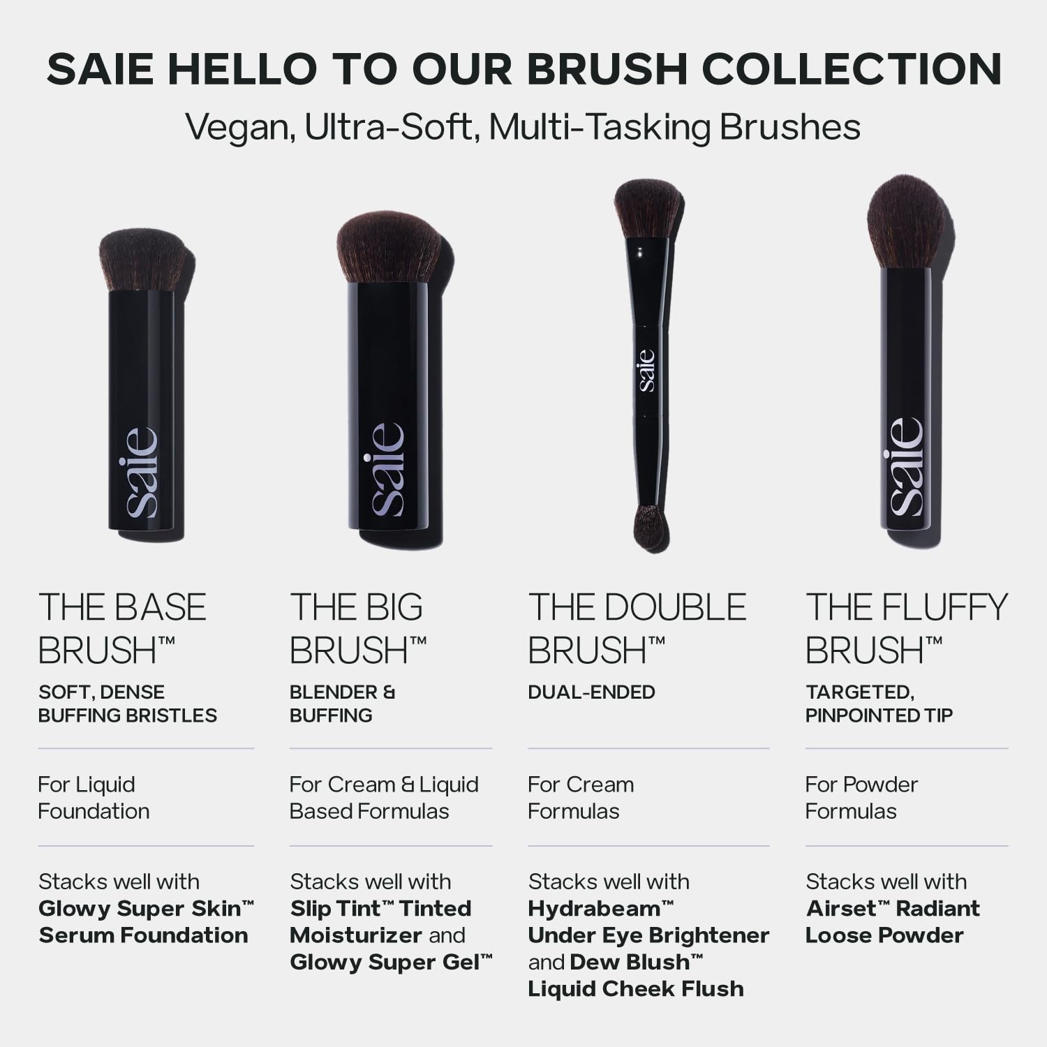 Saie The Double Brush, brosse vegan sans parabènes, usage quotidien.