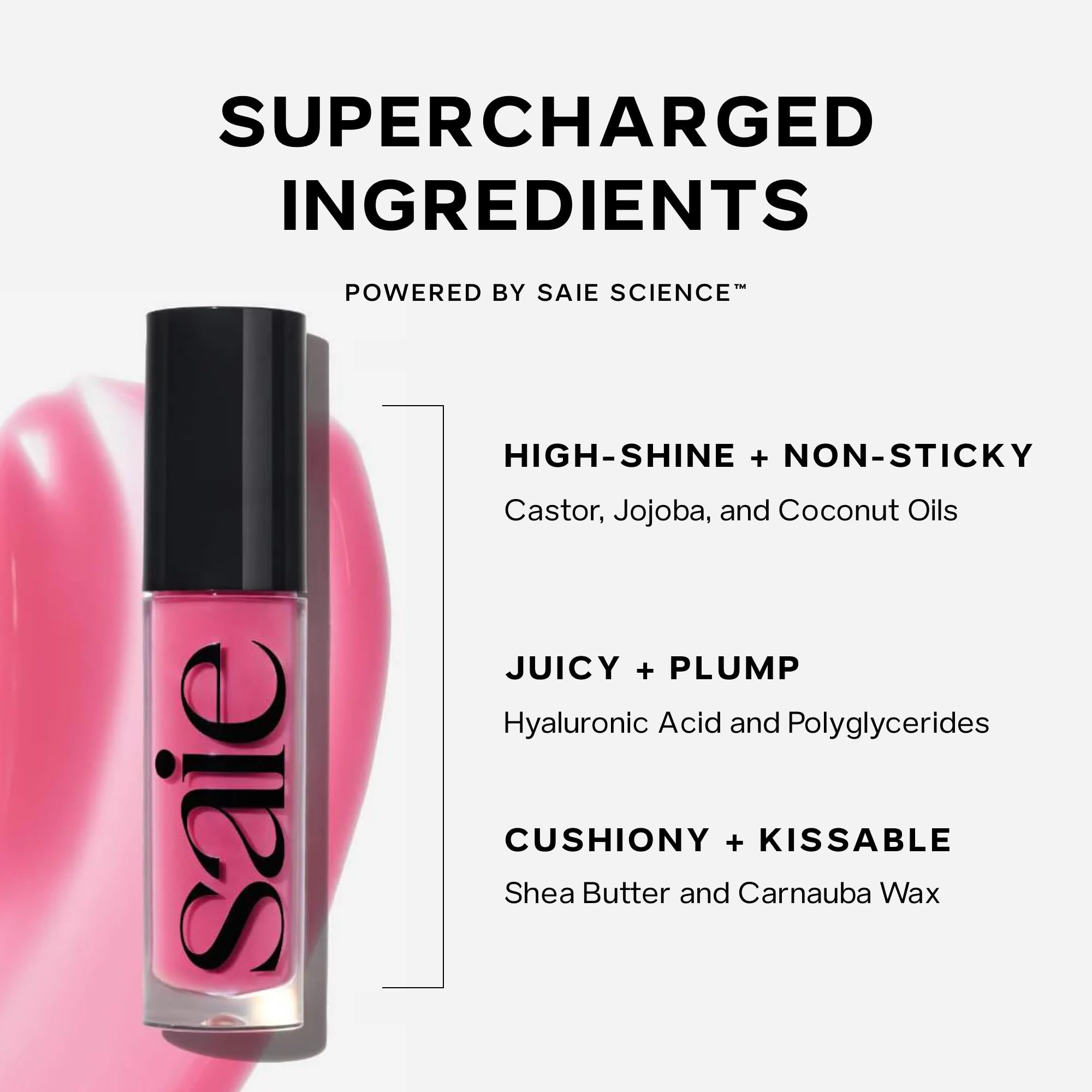 Saie GlossyBounce - formule vegan sans parabènes pour maquillage responsable.