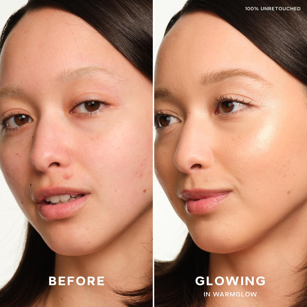 Application sur le visage avec Saie Glowy Super Gel.