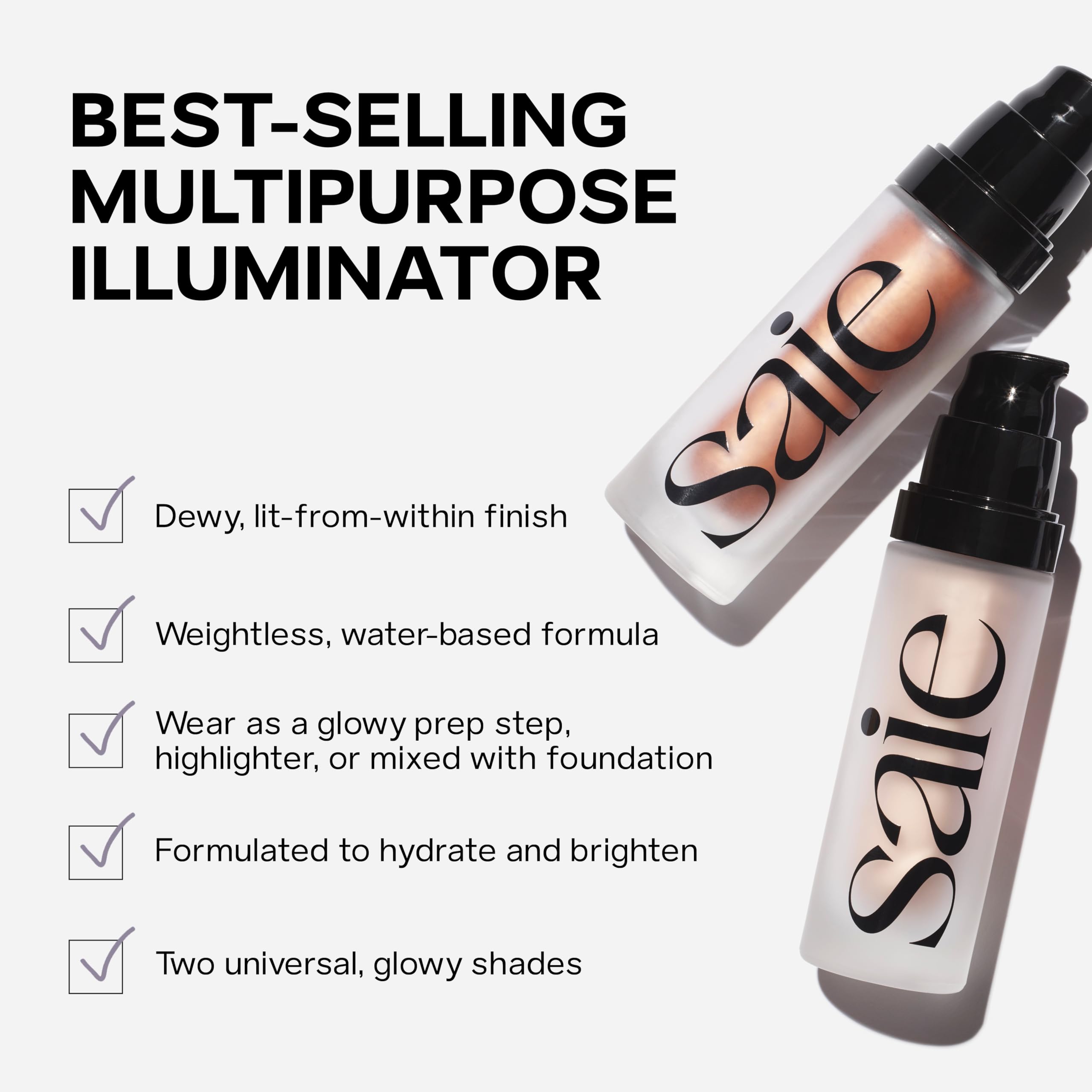 Saie Glowy Super Gel sans parabènes ni parfum synthétique pour une peau lumineuse.