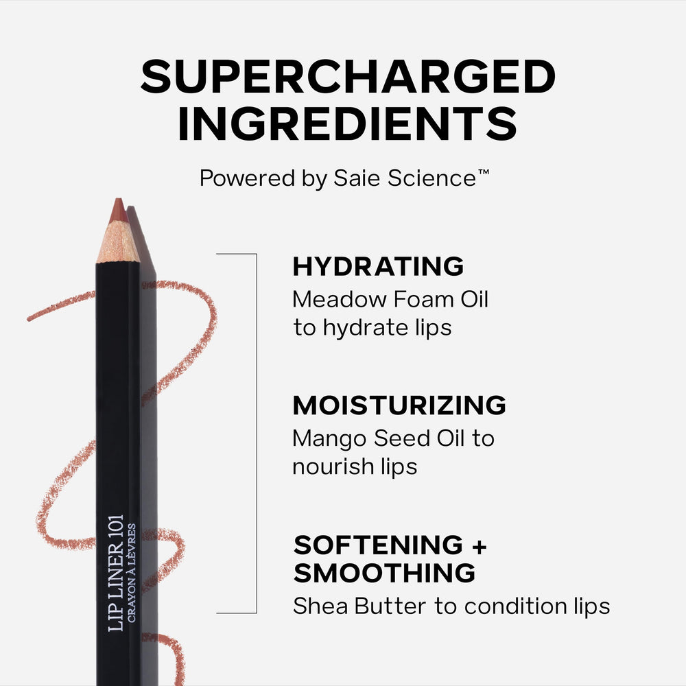 Saie Lip Liner 101 sharpened tip for precise lip definition.