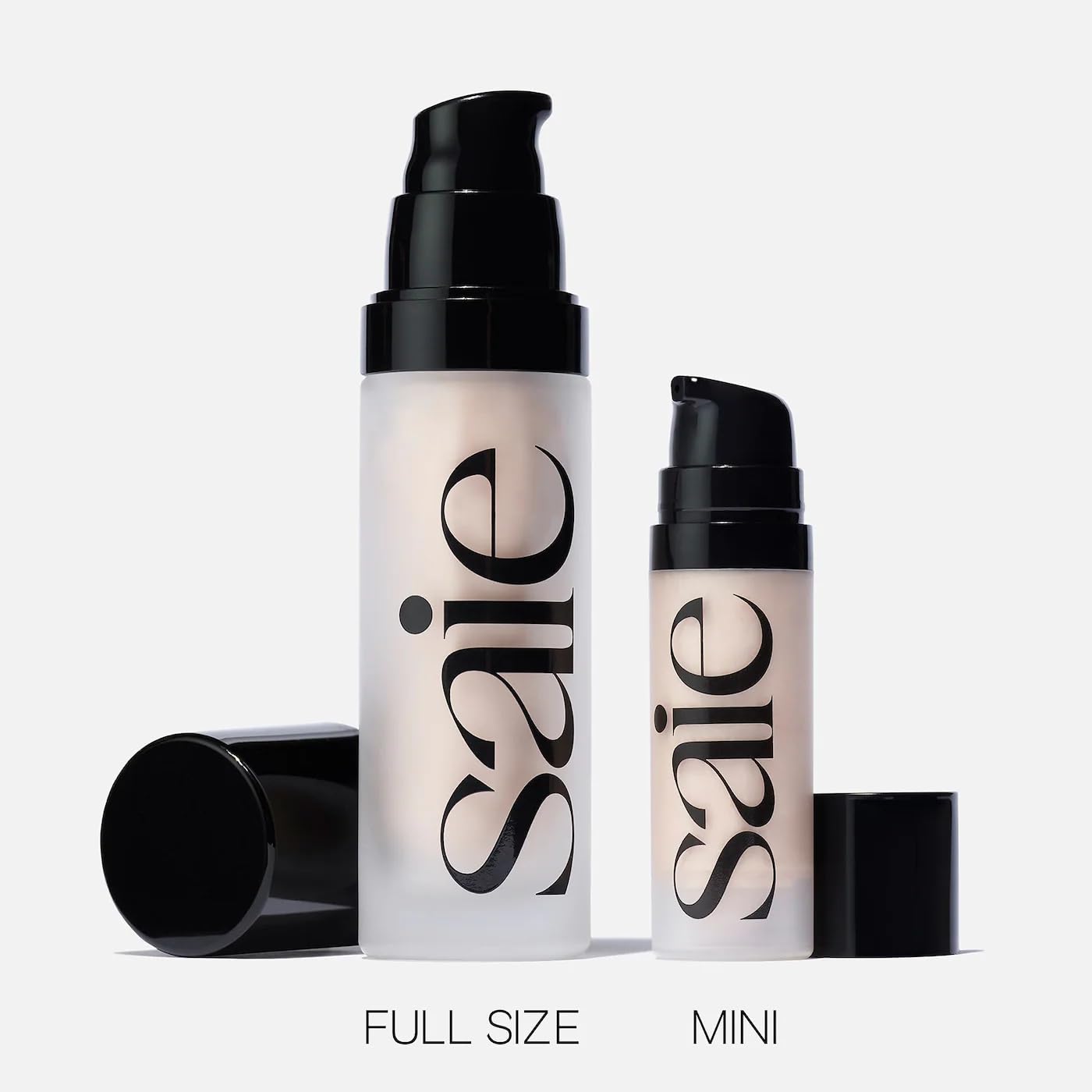 Formule sans cruauté Saie Mini Glowy Super Gel adaptée à la peau.