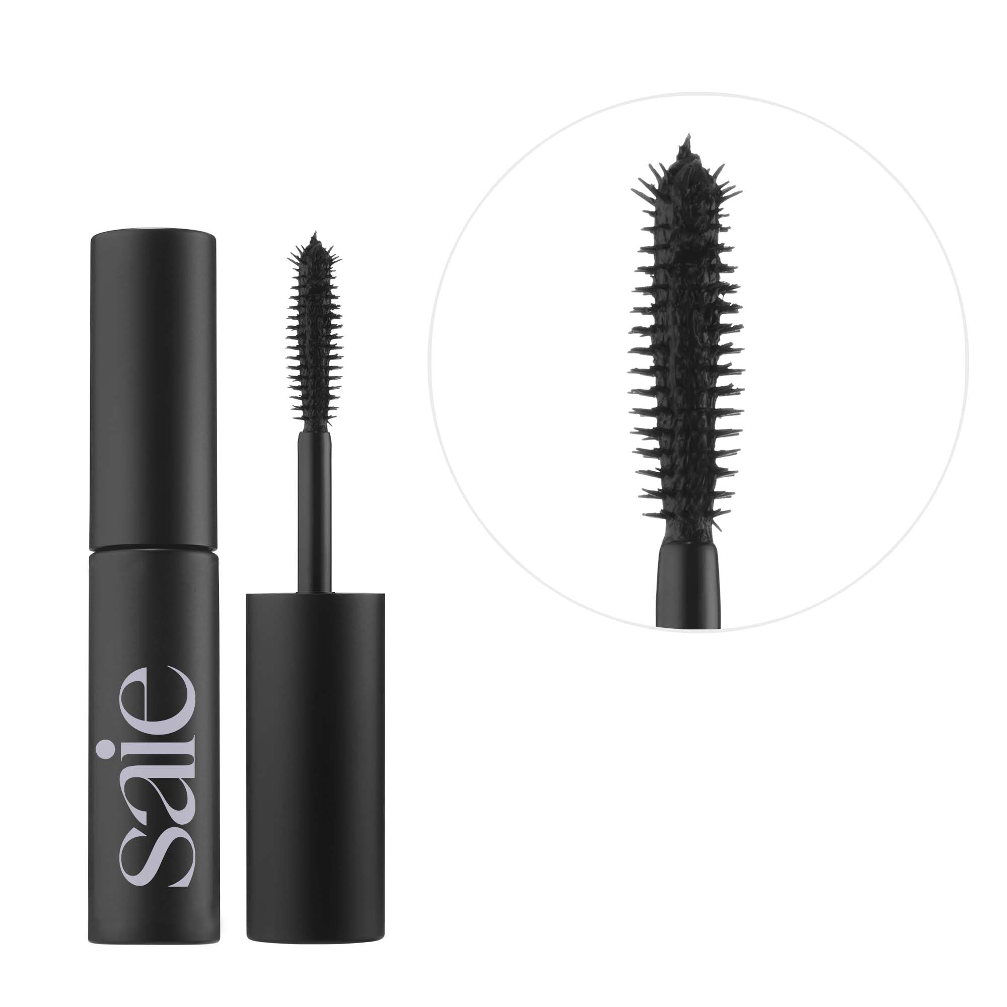 Saie Mini Mascara 101-pointe-brins-coins-exterieurs: prolonge les cils des coins.