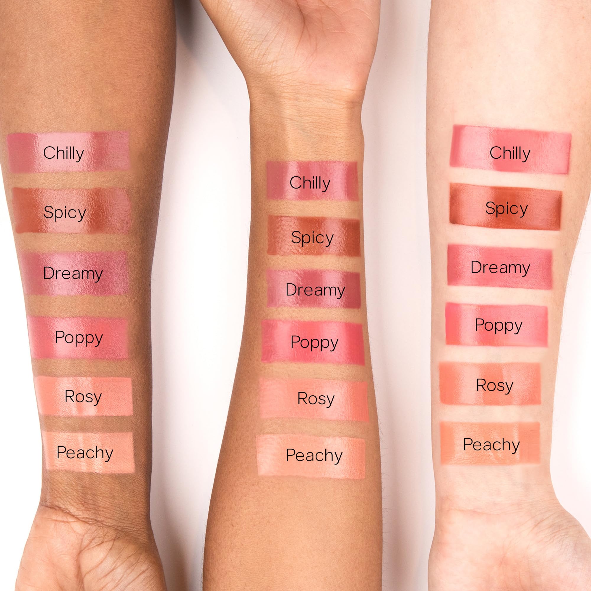 Fini lumineux du Blush Liquide Rosée Saie sur la peau