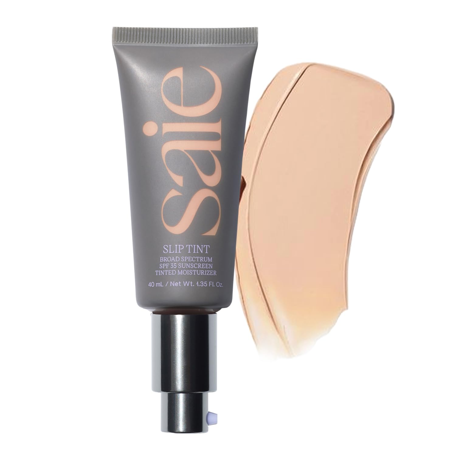 Saie Slip Tint – bouteille lumineuse révélant un teint frais et hydraté.