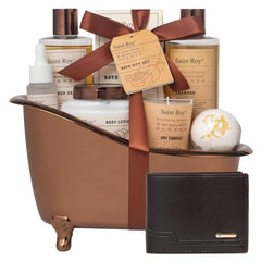 Panier cadeau Saint Roy bain homme, moment de détente et soin soigné.