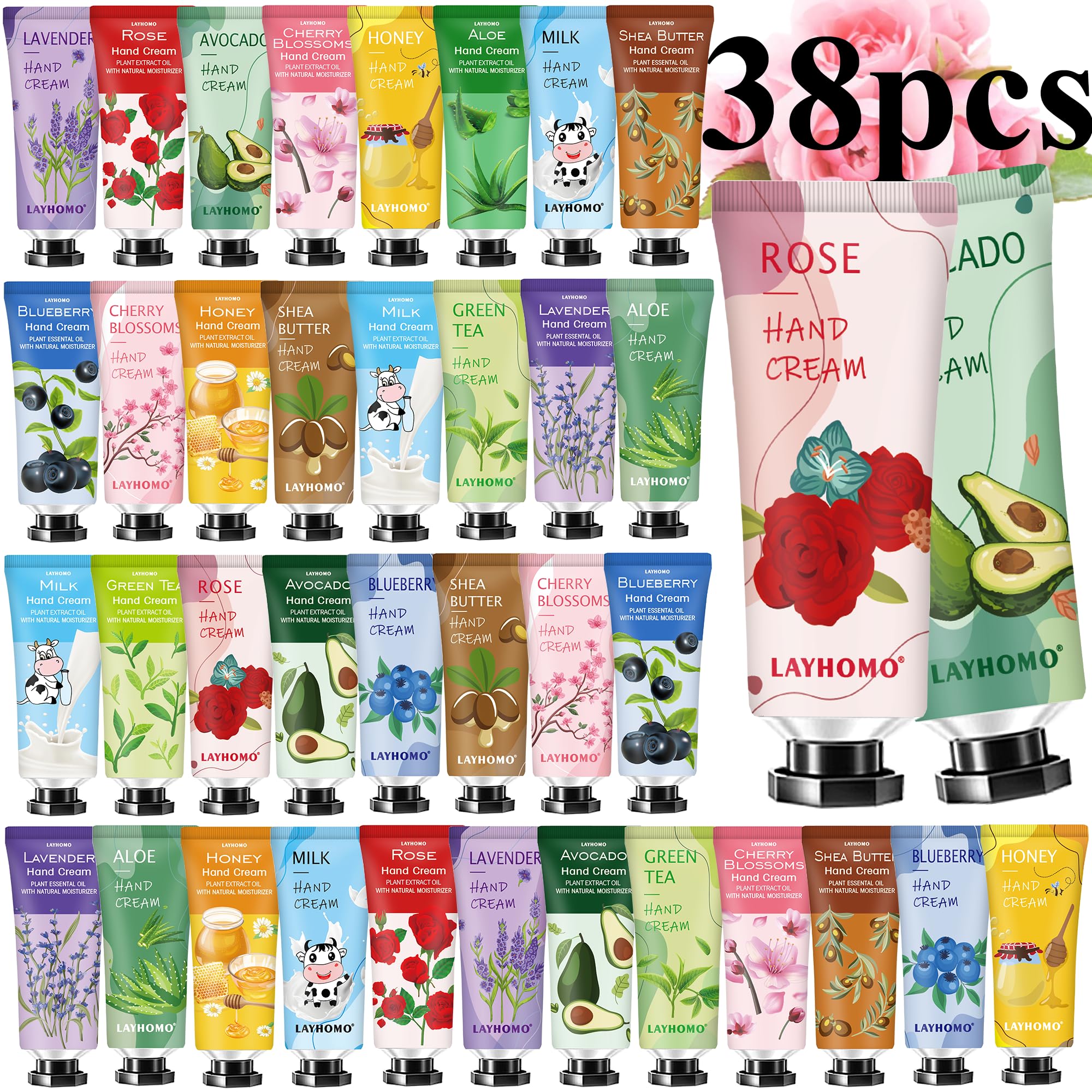 Sakose ensemble crème mains 38-pack : hydratation et parfums variés