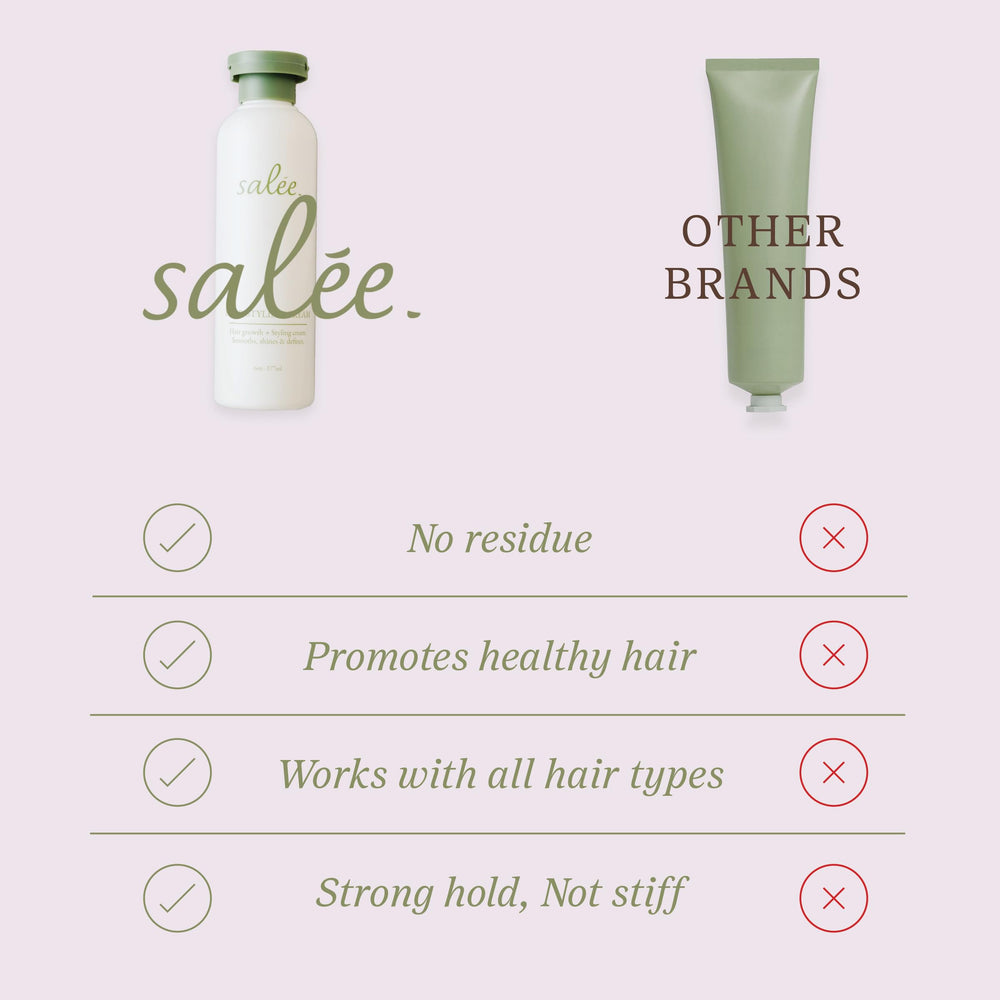 Utilisation Salee Crème de styling pour dompter les frisottis et lisser les mèches.
