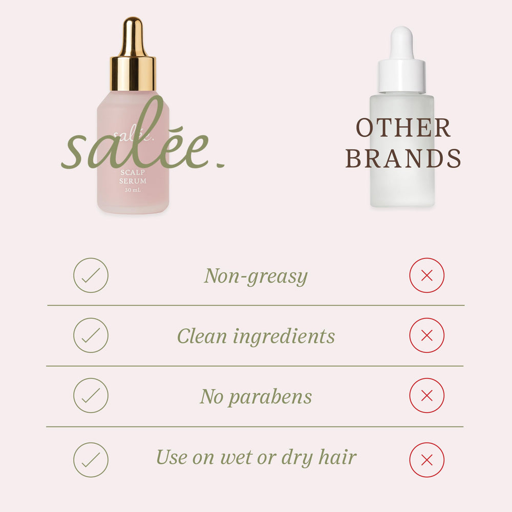 Salee Serum avec caféine et biotine pour chevelure énergisée et volumineuse.