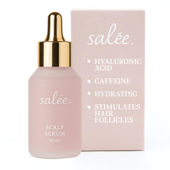 Salee Serum bouteille élégante pour cuir chevelu sec et hydratation durable.