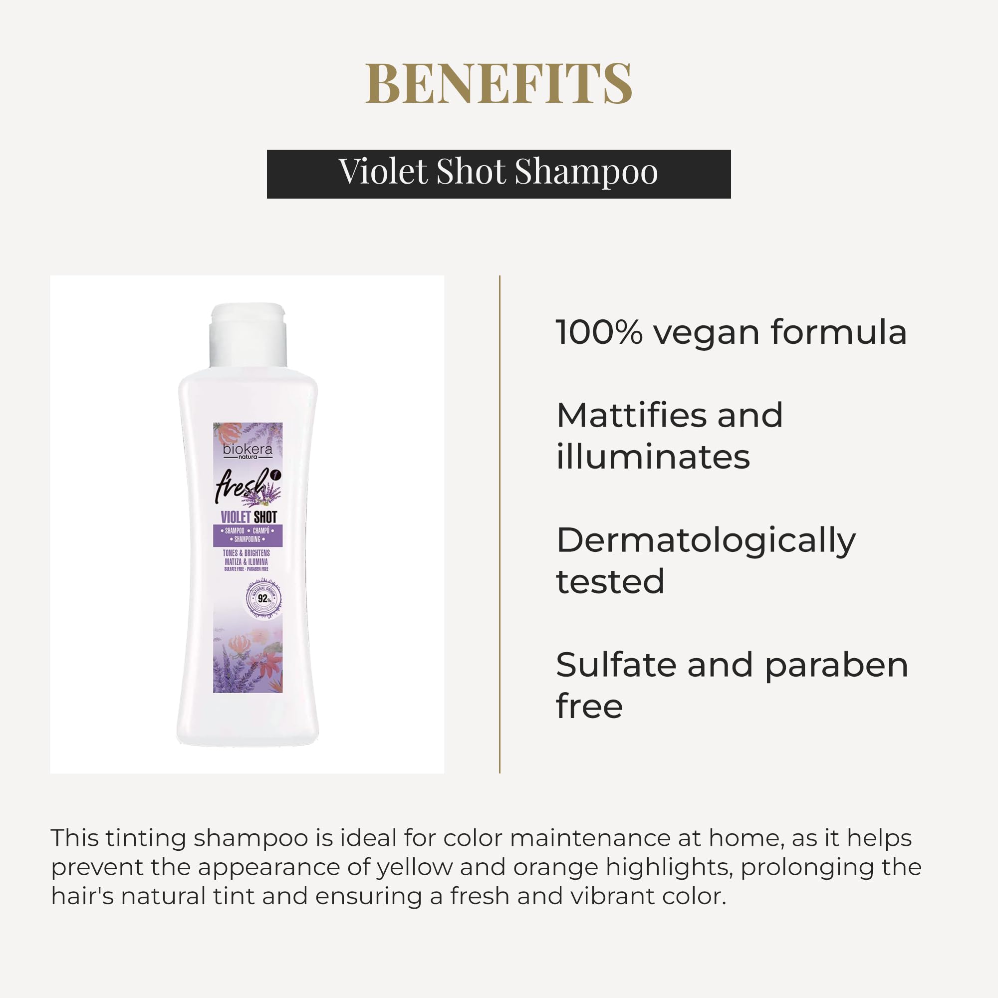 SALERM Biokera Fresh Violet, neutralisation des tons jaunes pour des reflets plus frais.