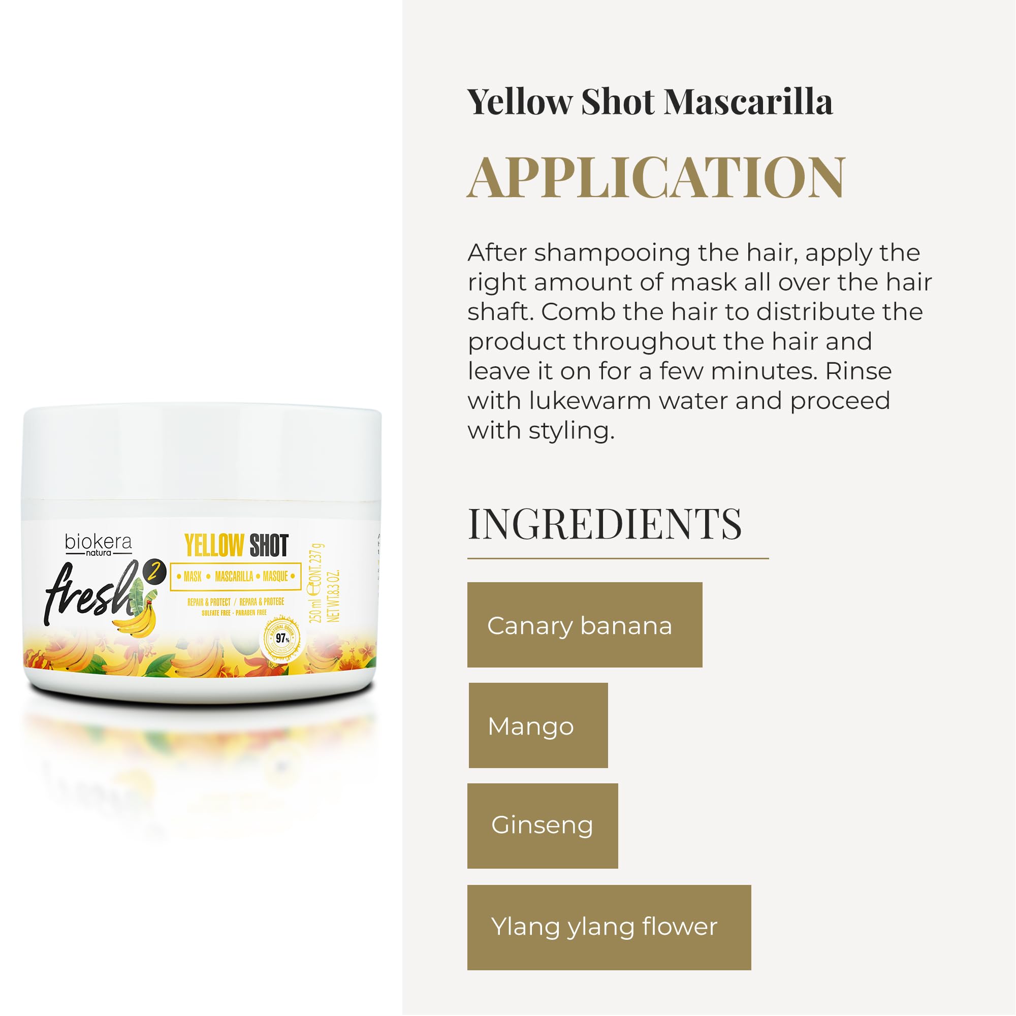 Formule sans sulfates du masque SALERM Biokera Natura Yellow Shot.