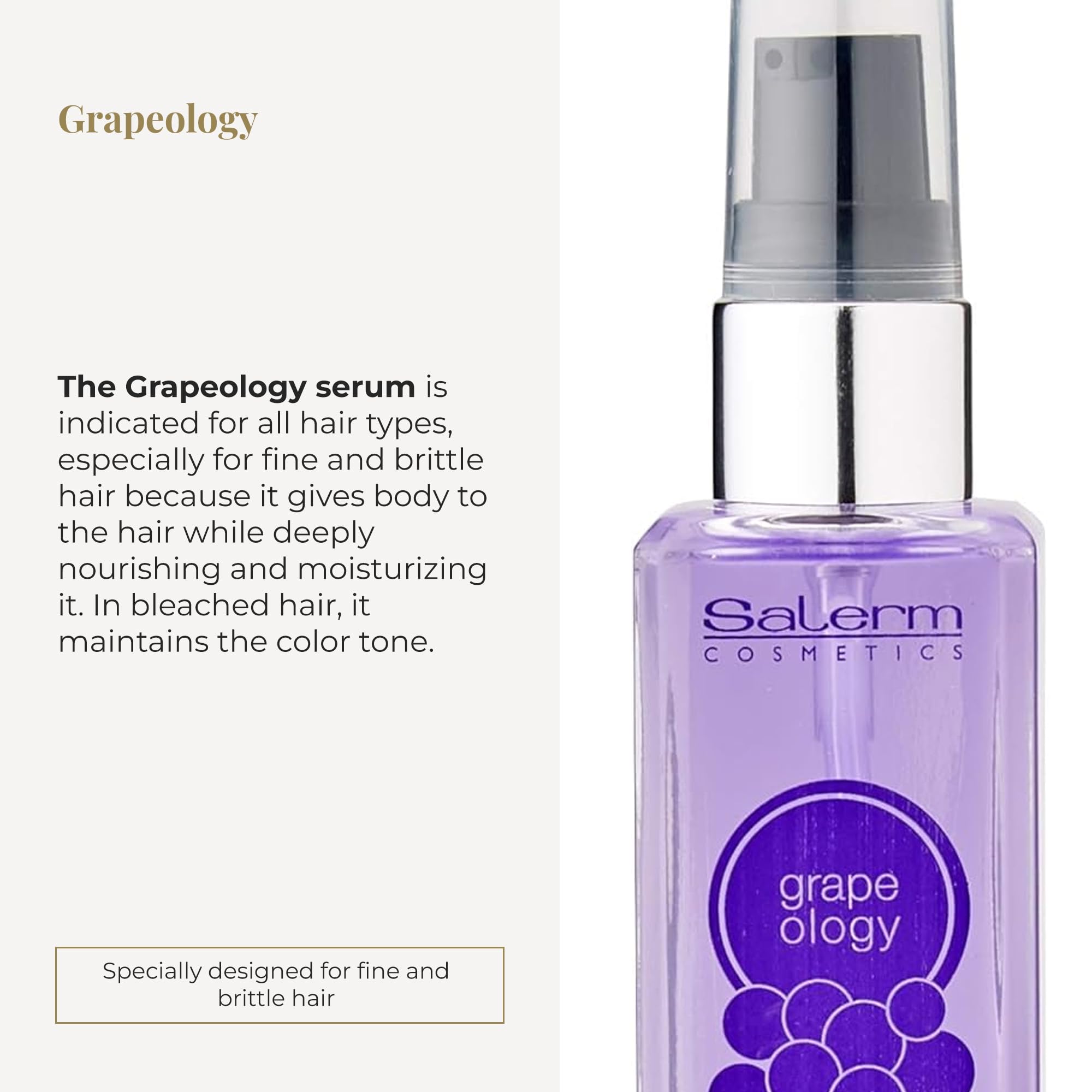 SALERM Grapeology Serum : application sur les cheveux pour une hydratation ciblée.